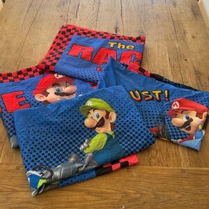 Super Mario Kart Wii 2 pillow cases and 2 Shams